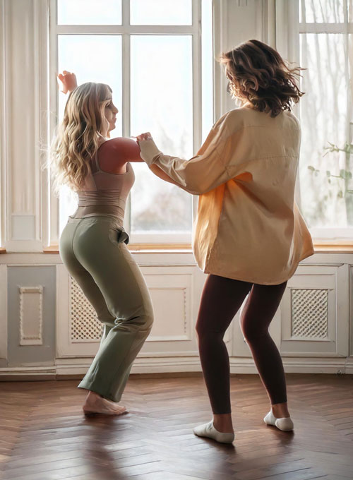 Körper Psychotherapie - 2 Frauen bewegen sich